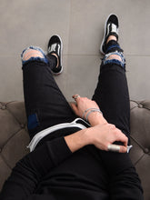 Load image into Gallery viewer, Blue Patches Ripped Jeans
