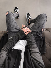 Load image into Gallery viewer, Distressed White Stripes Jeans
